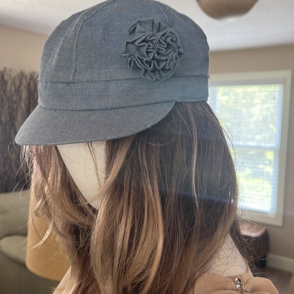 Relativity Chambray Hat With Floral Accent - Picture 2 of 6